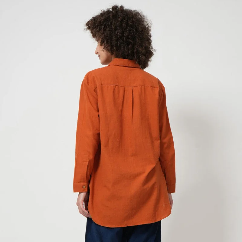 Corduroy Cotton Co Ord Set | Orange & Navy