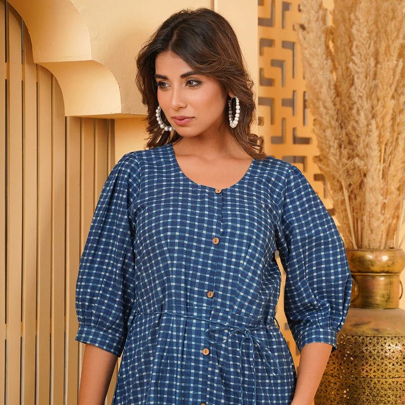 Cotton Short Dress for Women | Indigo