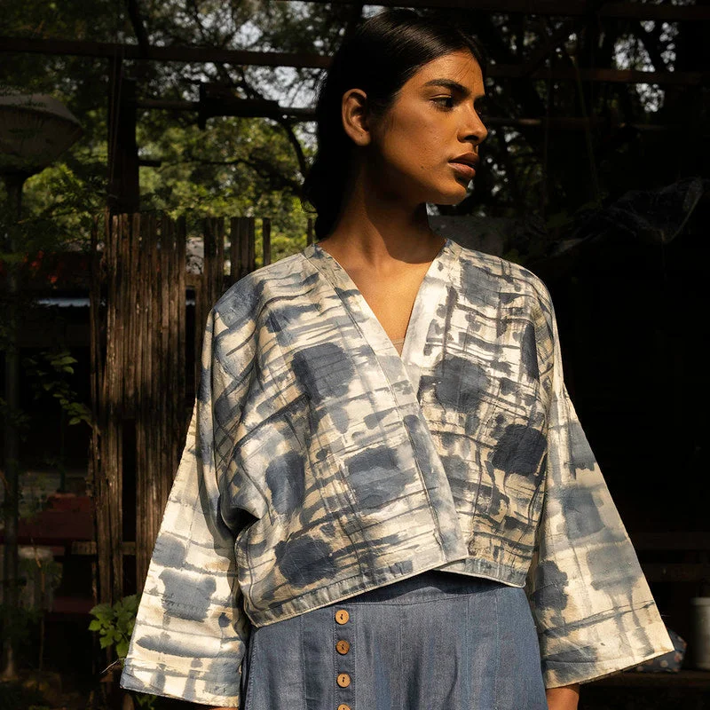 Handpainted Jacket for Women | Blue | Recycled Silk