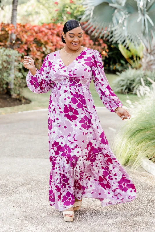 Sweet Paradise Long Sleeve Purple Floral Maxi Dress FINAL SALE