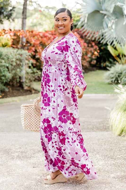 Sweet Paradise Long Sleeve Purple Floral Maxi Dress FINAL SALE