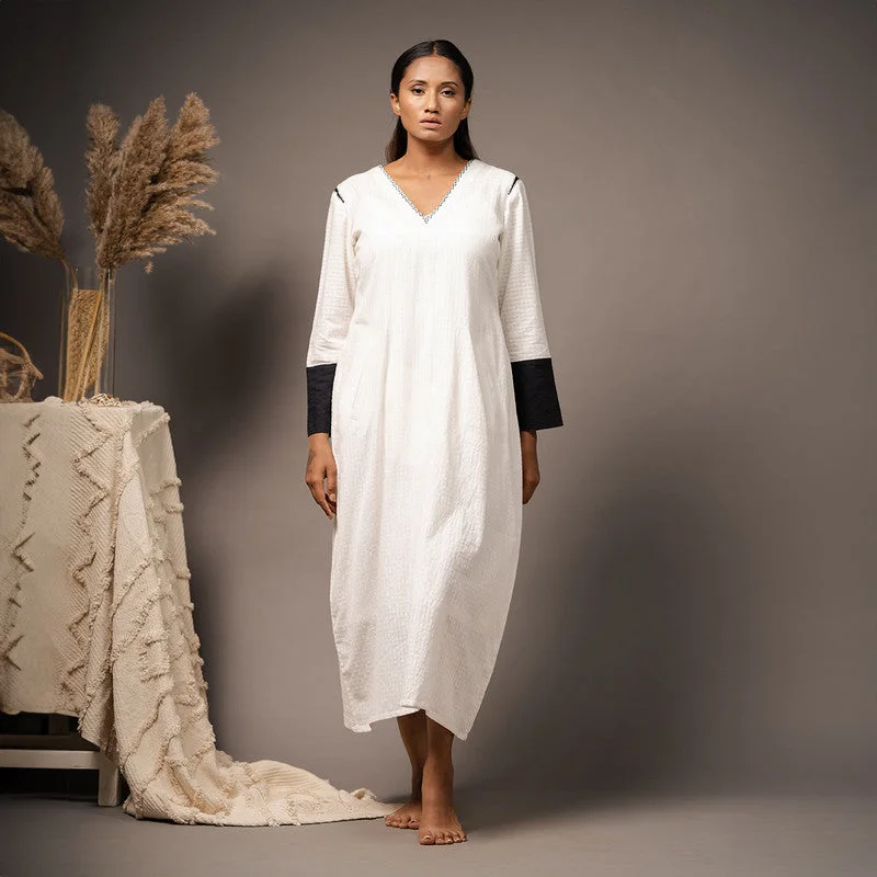 Cotton White Long Dress | Hand-Embroidered