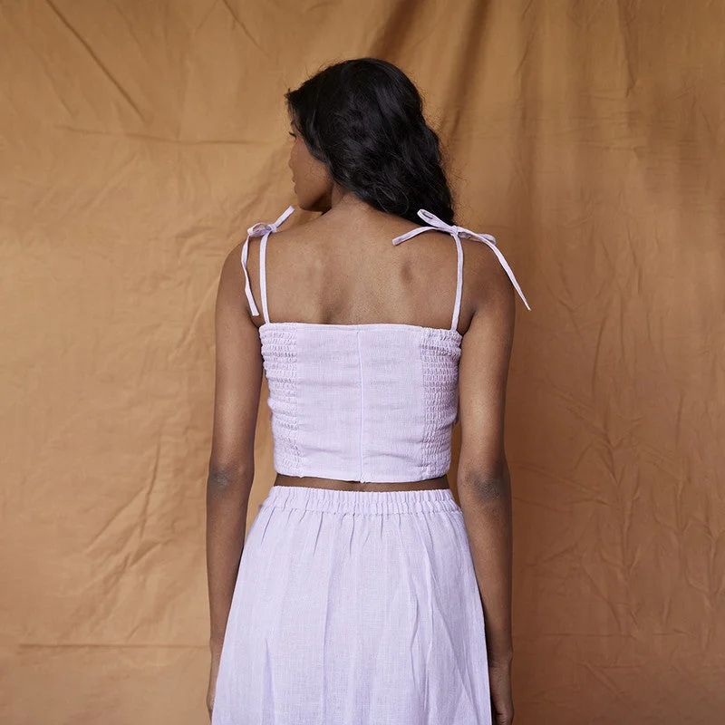 Pure Linen Crop Top | Tie-Straps | Lavender