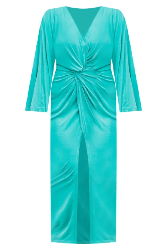 Joyful Feeling Teal Long Sleeve Twist Front Maxi Dress FINAL SALE