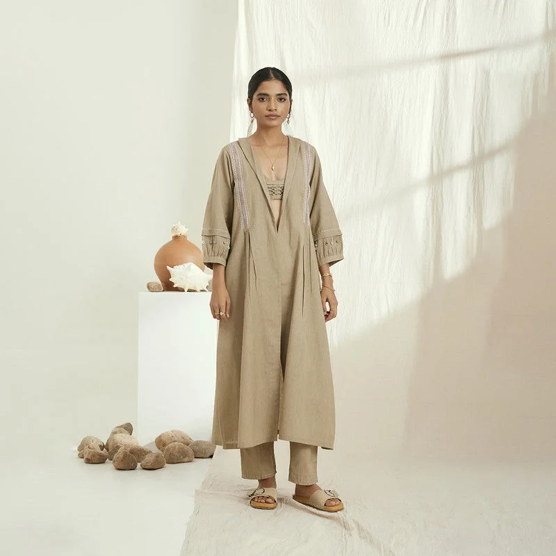 Linen Long Jacket | Flared Jacket | Beige