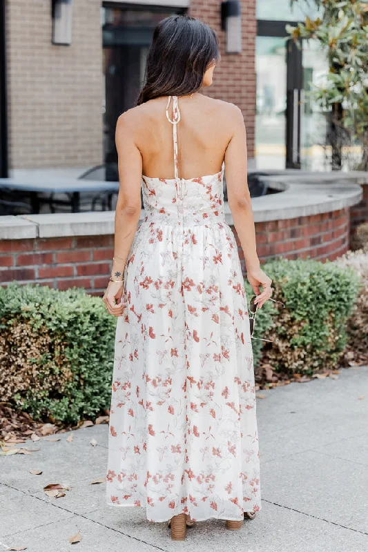 True Beauty White Floral Printed Cut Out Maxi Dress FINAL SALE