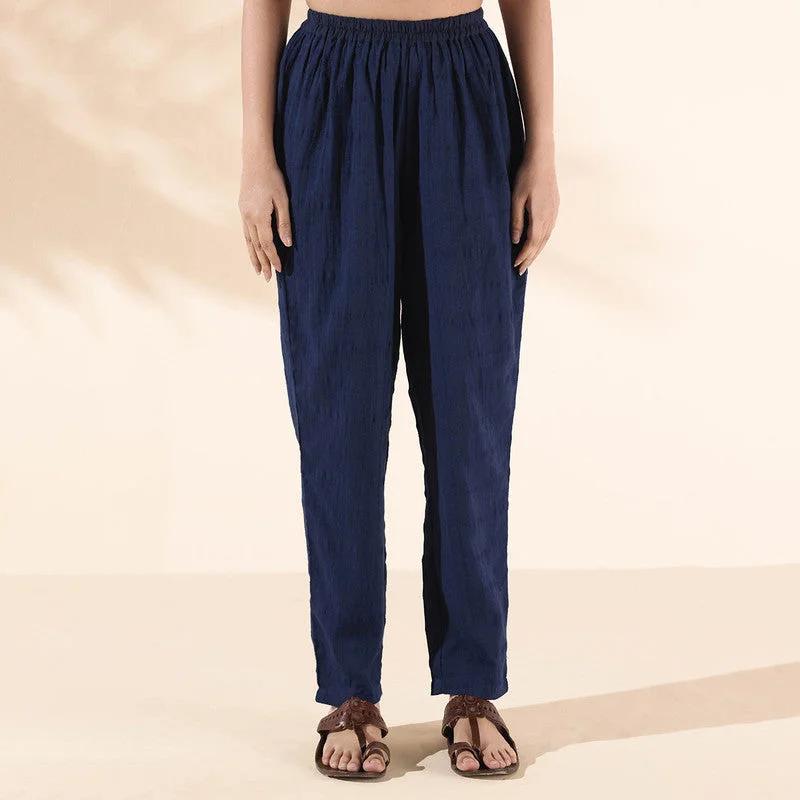 Cotton Dobby Co Ord Set for Women | Dark Blue | Relaxed Fit