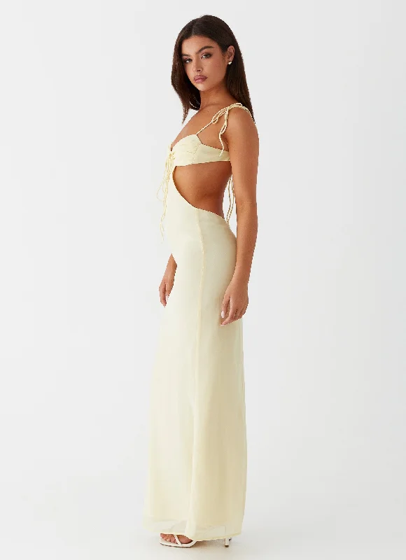 Tyra Ruched Maxi Dress - Yellow