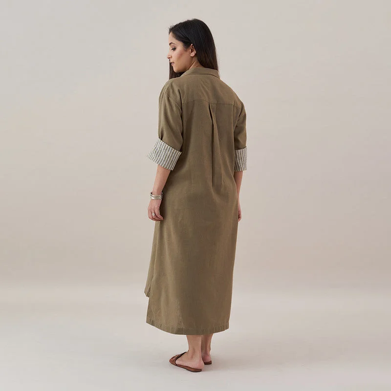 Slub Cotton Shirt Dress | Ash Green