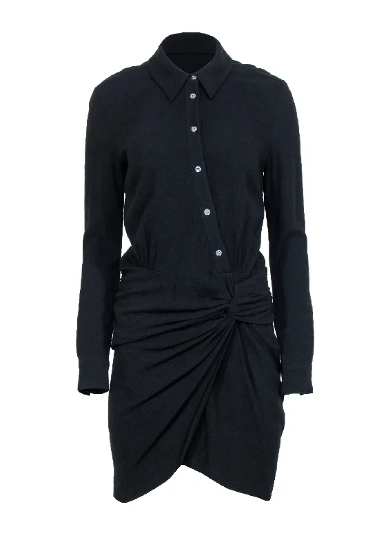 Veronica Beard - Black Textured Twist Front Shirtdress Sz 2