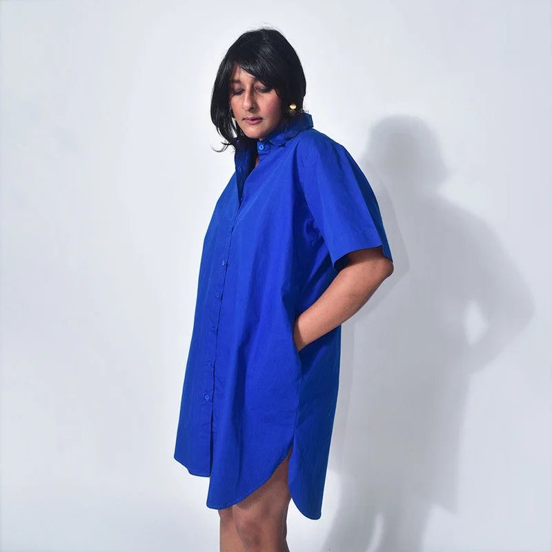 Cotton Shirt Dress | Blue