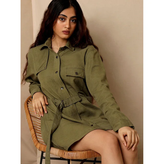 Tencel Shirt Dress | Green