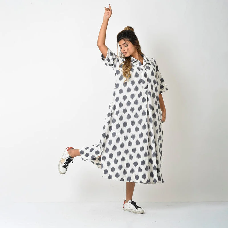 Cotton Oversize Shirt Dress for Women | Off White