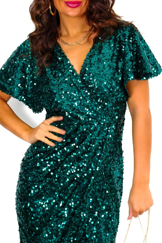 Adore Me - Forest Sequin Midi Dress