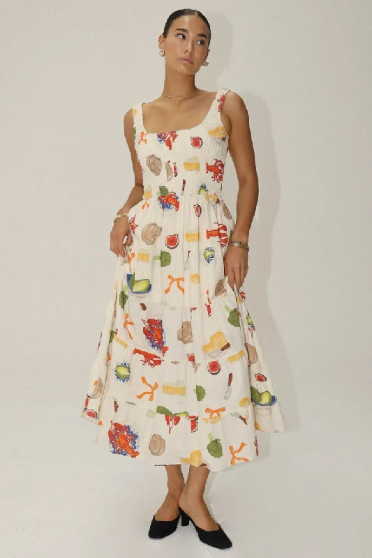 Amalfi Food Print Midi Dress