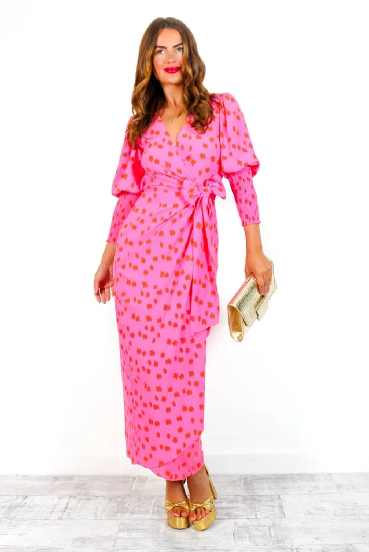 Drive Em Wild - Pink Printed Midi Dress