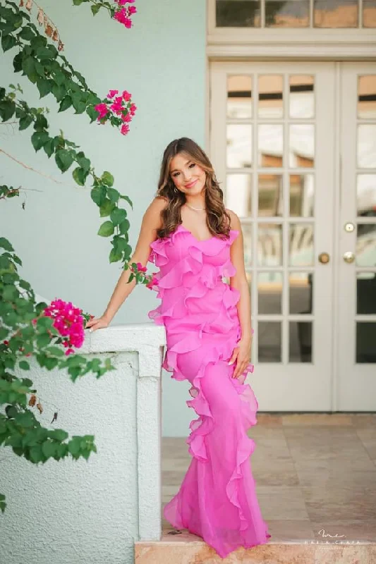 Flamenco ruffle layer maxi dress