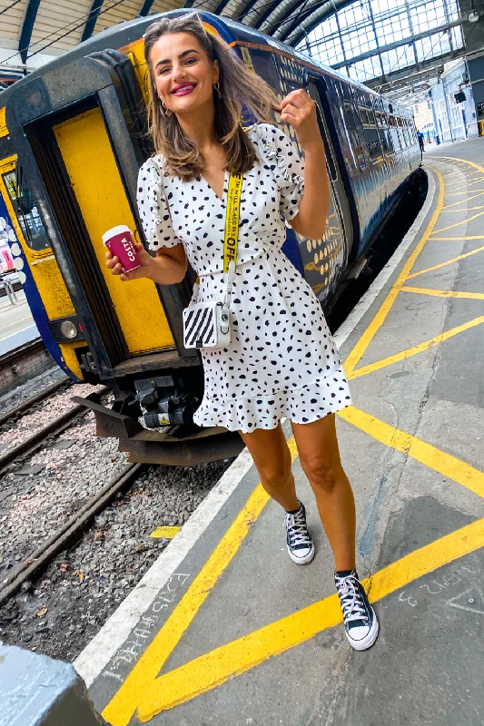 Frill Seeker - White Black Printed Mini Dress