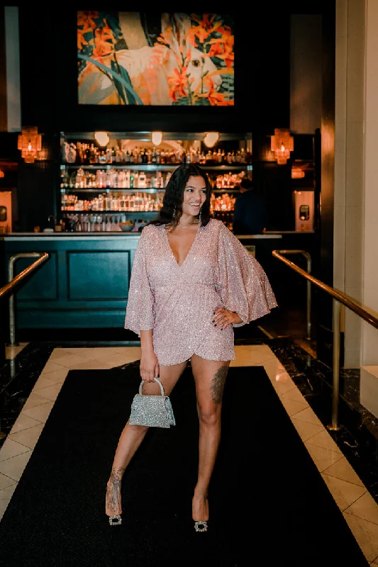 Kimmy Pink Sequin Kimono Mini Dress - FINAL SALE