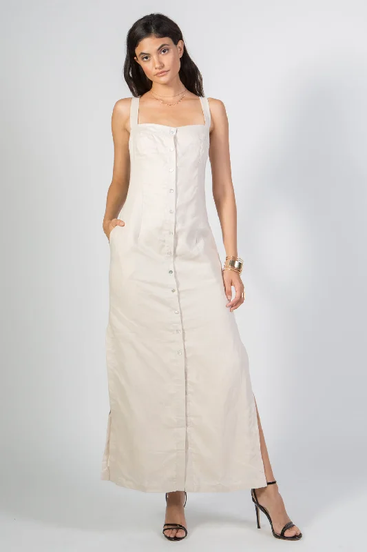 Linen Maxi Dress - Button Down