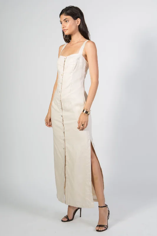 Linen Maxi Dress - Button Down