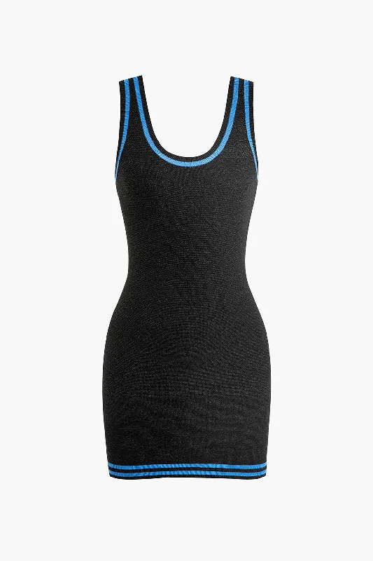 Contrast Knit Tank Mini Dress