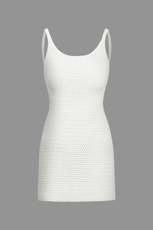 Solid Knit Backless Mini Dress