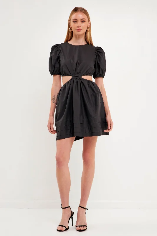 Pleats with Cut-out Detail Mini Dress