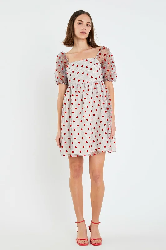 Organza Polka Dot Mini Dress