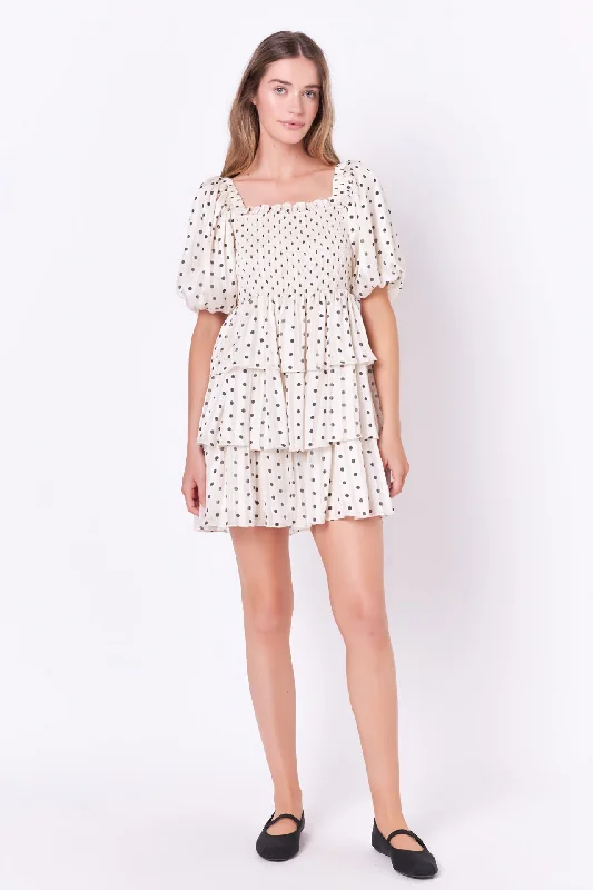 Polka Dot Lurex Multi Tiered Mini