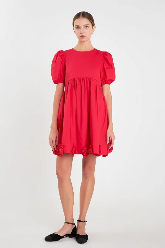 Poplin Corsage Mini Dress