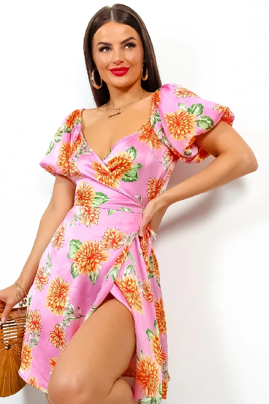 Pretty In Petals - Pink Multi Floral Mini Dress