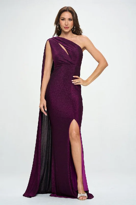 Purple One shoulder maxi dress