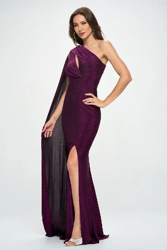 Purple One shoulder maxi dress