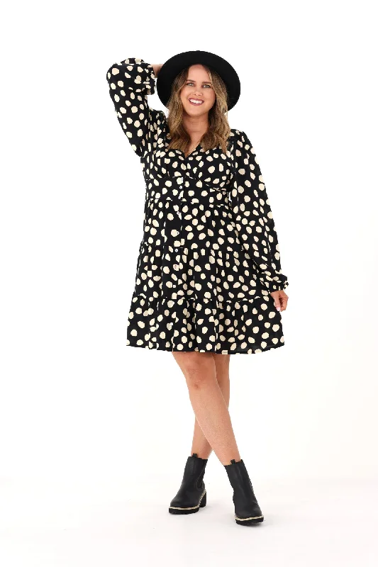 Salty Bright Spotty L/S Mini Dress Black