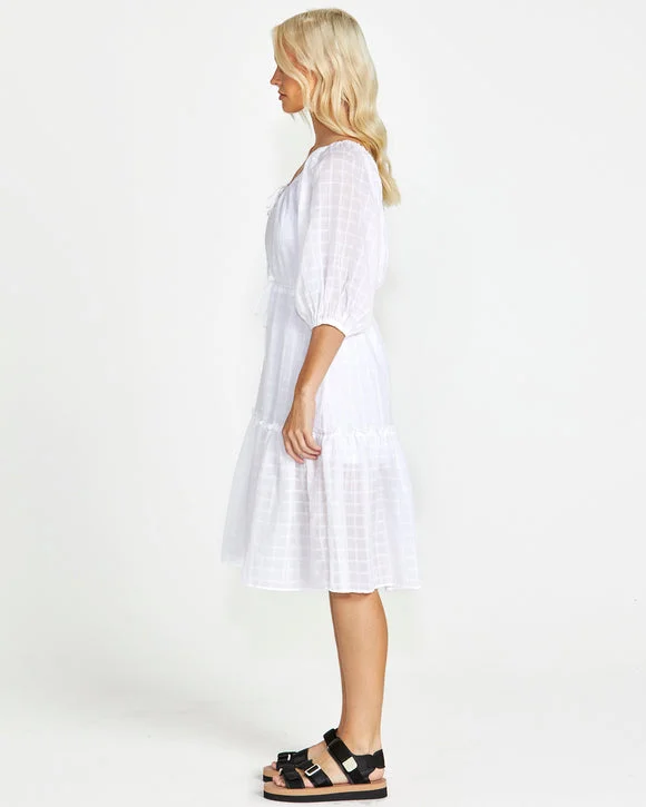 Sass Ruby Tiered Midi Dress White