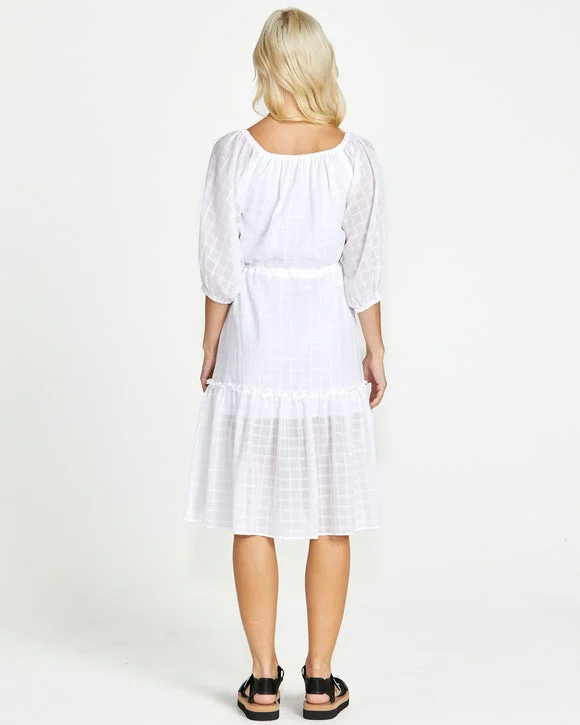 Sass Ruby Tiered Midi Dress White