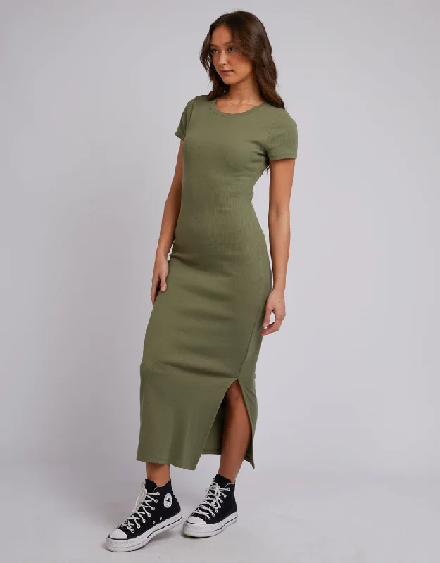 Silent Theory Mika Midi Dress Khaki