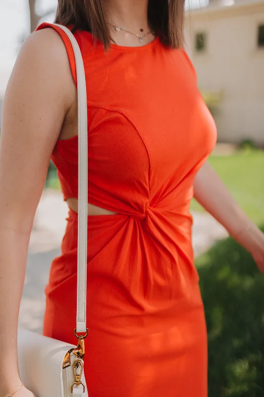 Sunsets With You Bright Orange Midi Dress