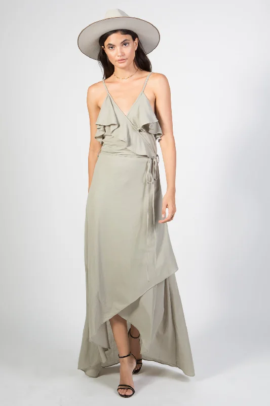 Woven Maxi Dress with Plunging Neckline