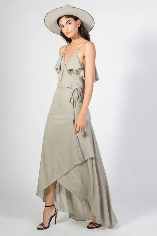 Woven Maxi Dress with Plunging Neckline