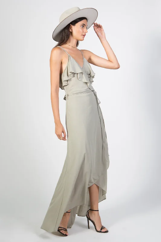 Woven Maxi Dress with Plunging Neckline