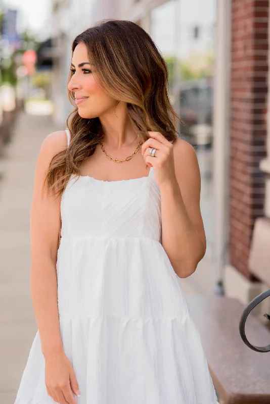 Subtle Chevron Tiered Midi Dress