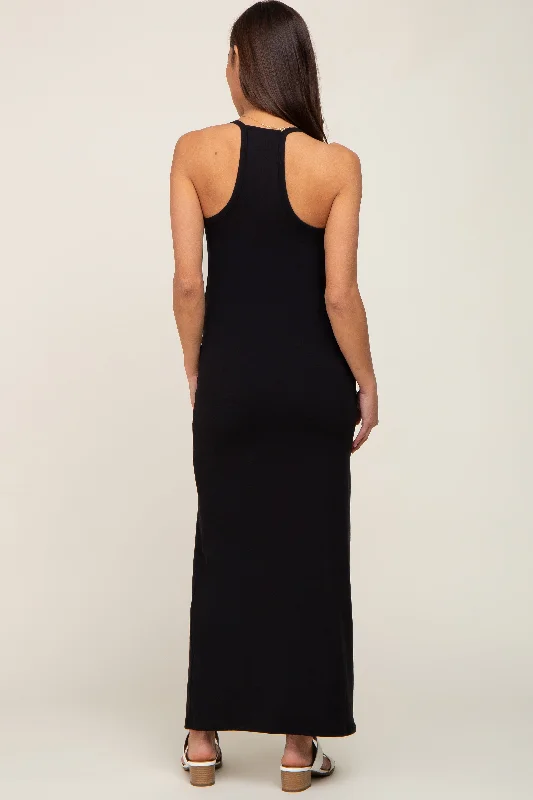 Black Racerback Maternity Maxi Dress