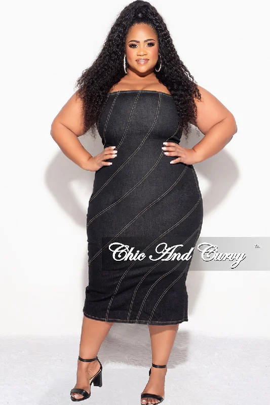 Final Sale Plus Size BodyCon Strapless Dress in Black