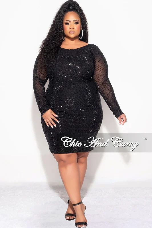 Final Sale Plus Size Studded  BodyCon Dress in Black