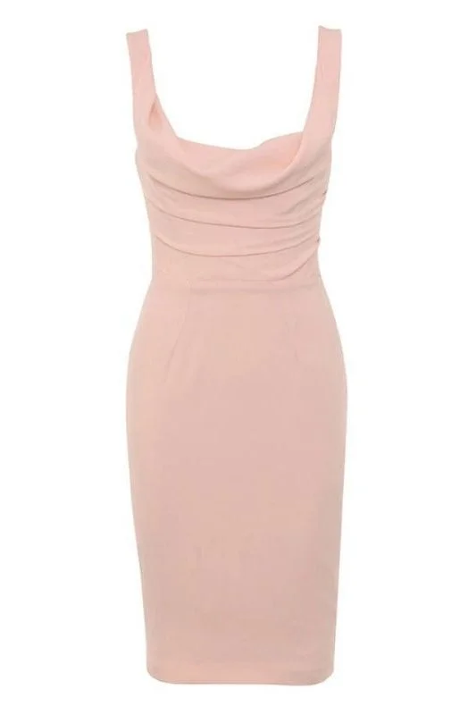 Eloise Bodycon Satin Dress - Dusty Pink