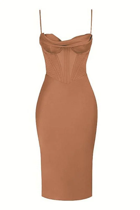 Indi Bodycon Dress - Tan Brown