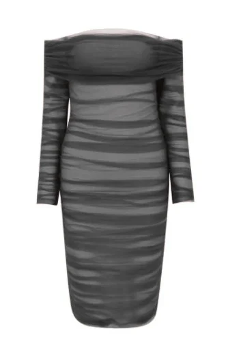 Lila Bodycon Wrap Long Sleeve Dress - Classic Black