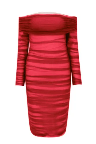 Lila Bodycon Wrap Long Sleeve Dress - Lipstick Red